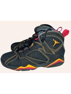 Air Jordan 7 Retro Black Orange Red Sneakers Size 3Y
